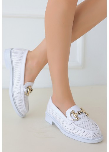 Miwan Beyaz Cilt Babet Ayakkabı