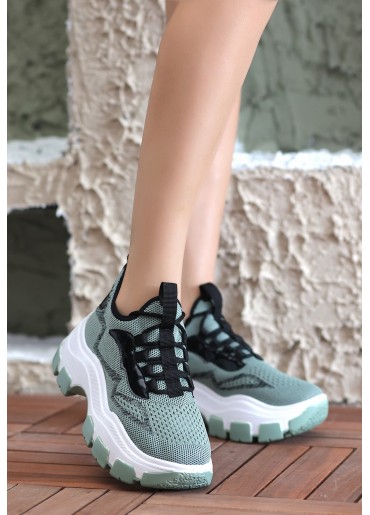 Toga Yeşil Triko Bağcıklı Spor Ayakkabı